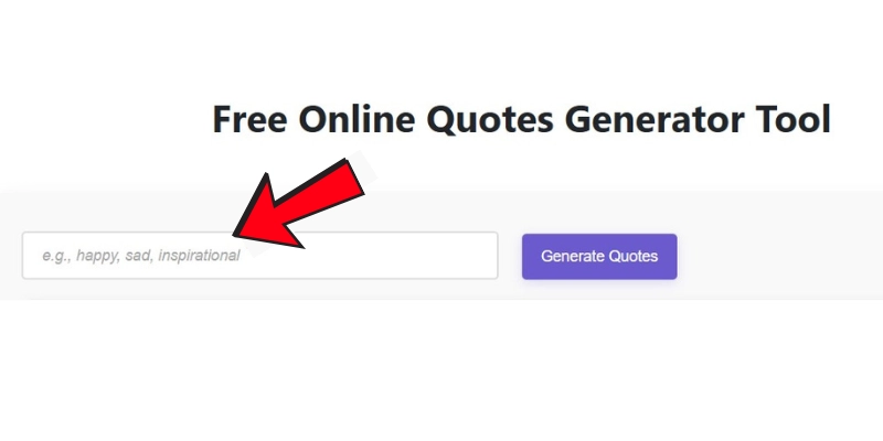 Free Online Quotes Generator Tool with a search bar for users to enter keywords like happy, sad, or inspirational to generate customized quotes