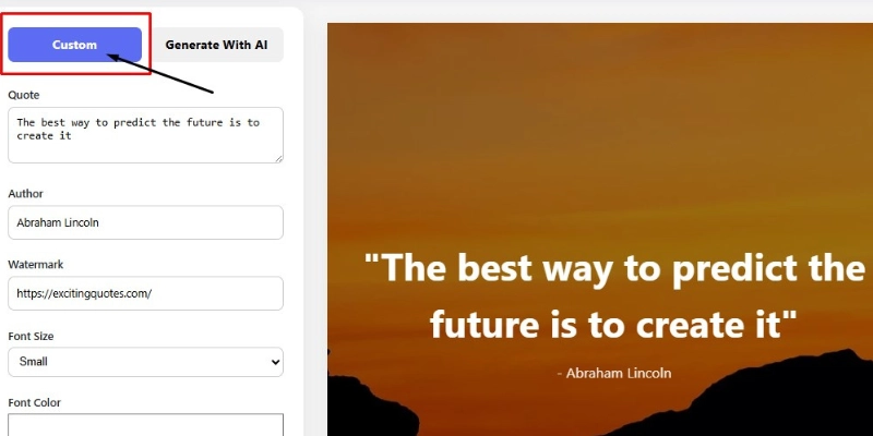 create custom quote image featuring Abraham Lincoln's quote