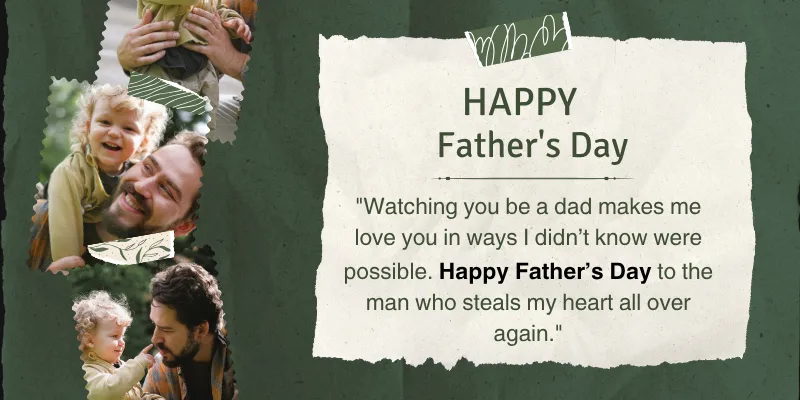 Happy Father’s Day message with a photo of a dad and child, celebrating the love and bond they share