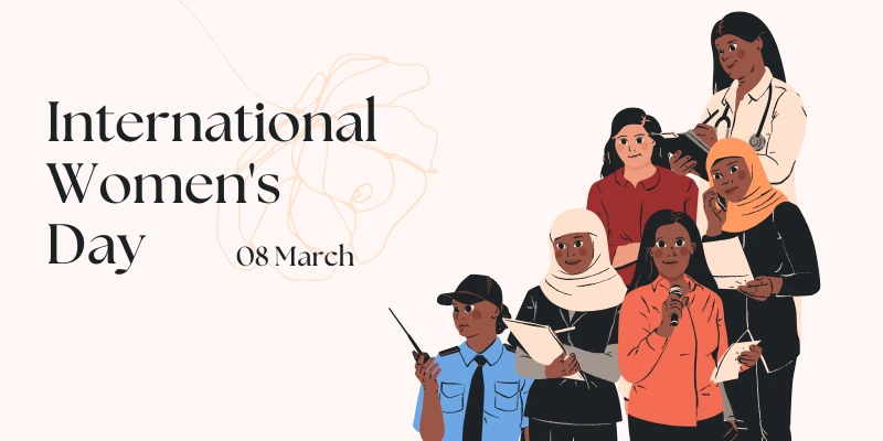 Illustration celebrating International Women’s Day on March 8, honoring diverse women in various professions