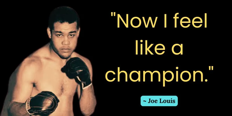 Joe Louis feeling like a champion, with a portrait of the boxer in action