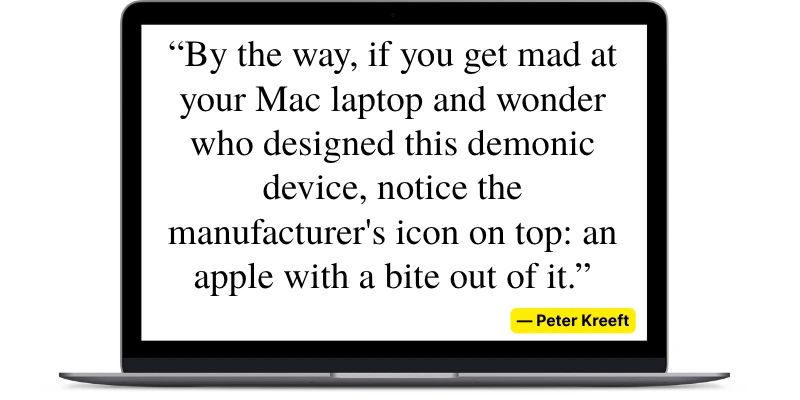 Peter Kreeft’s humorous take on Mac laptops and the iconic apple logo