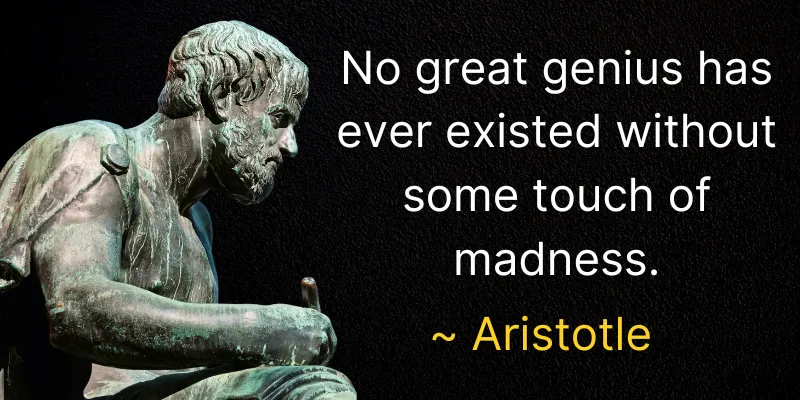 This Aristotle phrase suggests that incredible genius often comes with strange thoughts or behavior.