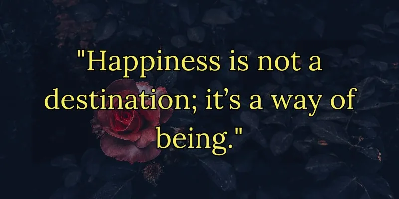 Motivational quote about happiness with a rose.